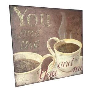 Fabrice De Villeneuve ART Canvas Wood Frame You And Me Gold Flake Coffee In Mugs